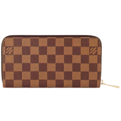 Louis Vuitton Wallet Canvas Leather Purse Damier Ebene Zippy Long
