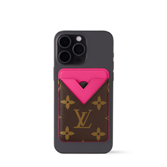 Louis Vuitton Card Holder Monogram Macassar MagSafe Magnetic Pink Trim
